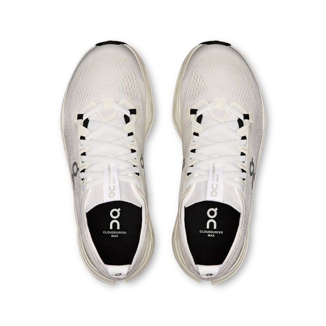 Upper of Women's On Running Cloudsurfer Max Cushioned Running Shoes in All White