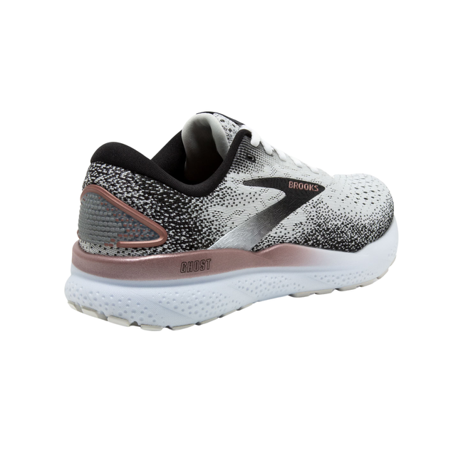 Brooks Women&#39;s Ghost 16 Running Shoe White/Black/Rose Gold 120407-105 