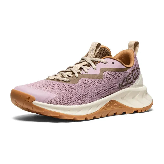 Front angled view of Women&#39;s Keen Versacore Speed Shoe in Toadstool Birch purple