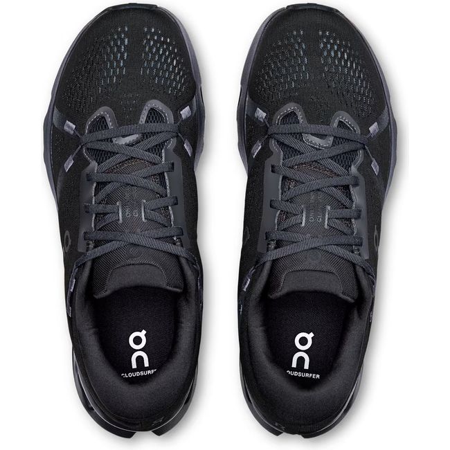 Top down view of On Running Men's Cloudsurfer 2 Running Shoes in all black