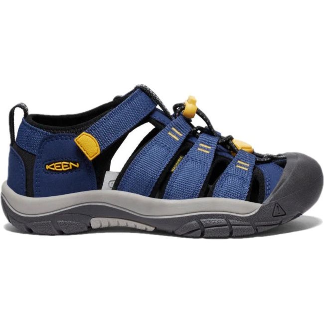 Lateral of KEEN Youth Kids&#39; Newport H2 Closed Toe Sandal in Naval Academy Blue and Keen Yellow