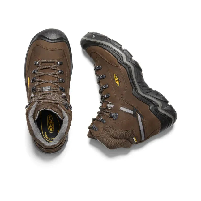 Upper of of KEEN Men&#39;s Durand II Waterproof Hiking Boots in cascade brown leather