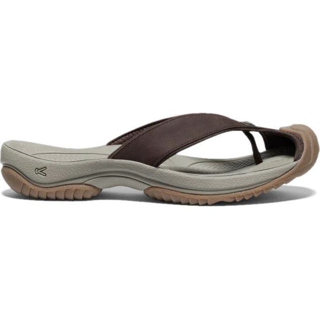 Keen Men's Waimea Leather Java/Plaza Taupe Flip-Flop 1029128