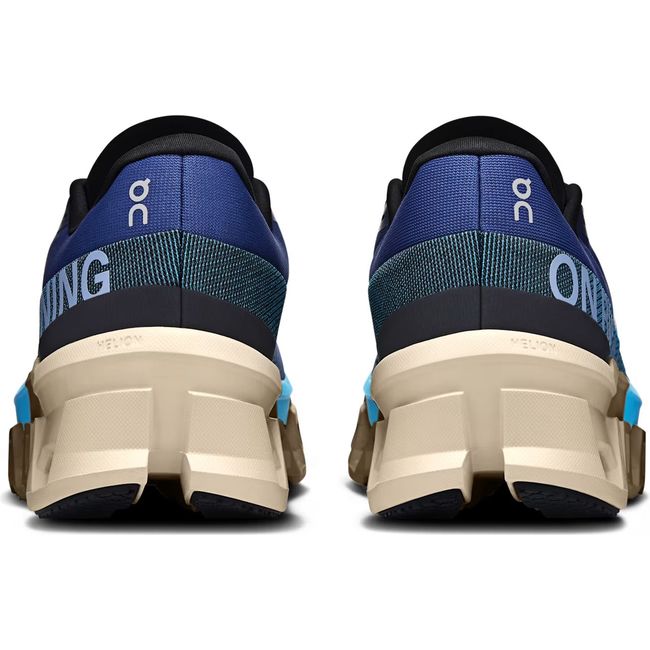 Heels of On Running Men's Cloudmonster 2 Running Shoes in temptest and horizon blue