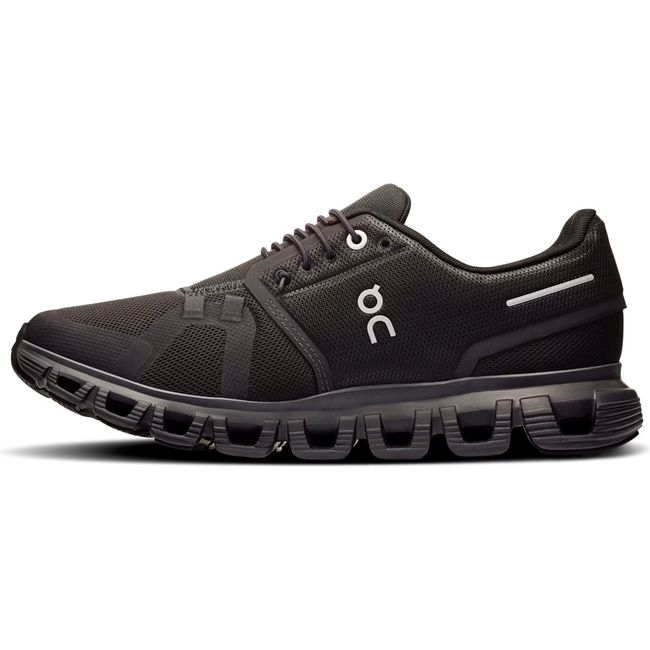 Medial side of On Running Women's Cloud 6 Running Shoe in all black