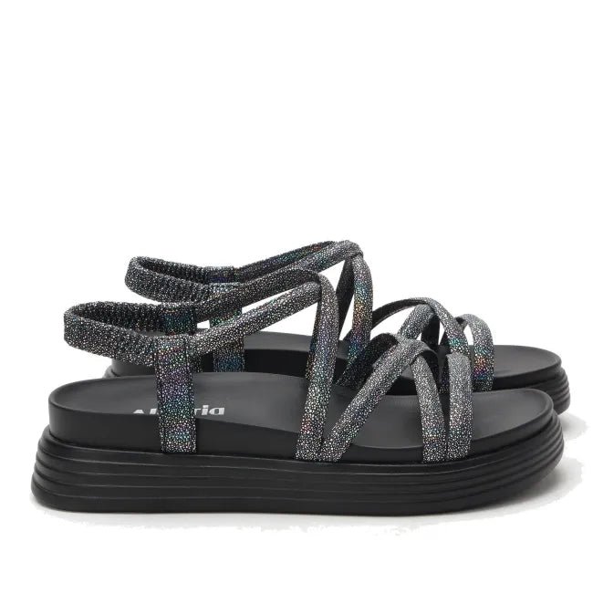 Alegria Audie Sandal in Phosphorescence Black - lateral view