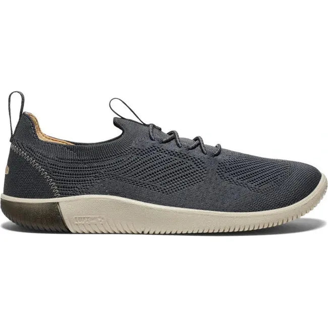 Lateral side of Men's Keen KNX Knit Sneaker in Black Magnet colorway
