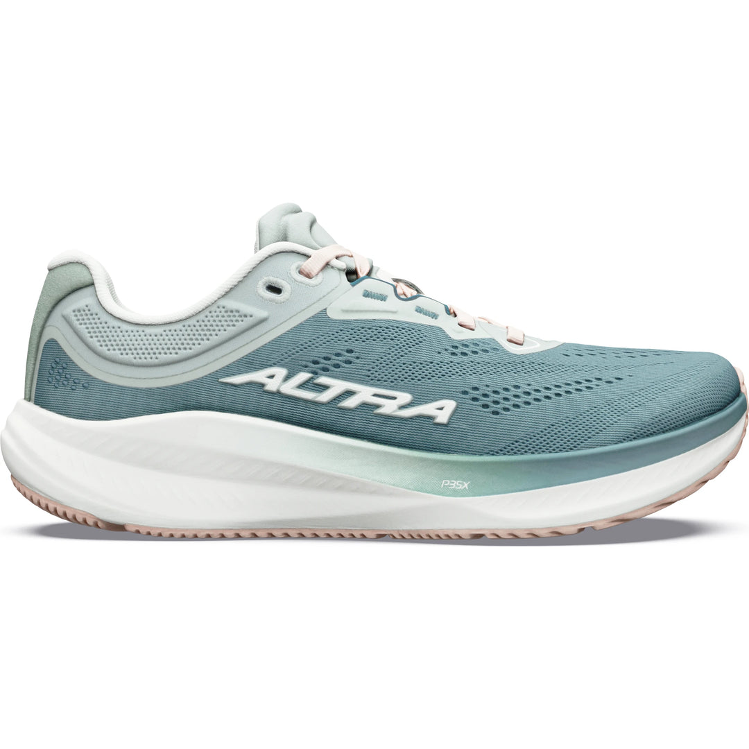 Altra Women's Torin 9 in Sea Pine/Ice/Green, lateral side view