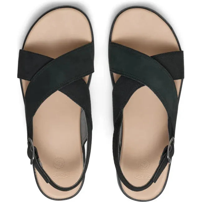 Upper of KEEN Women's Elle Luxe Cross Strap Sandals in Black