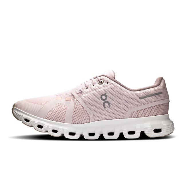 Medial side of On Running Women's Cloud 6 Running Shoe in Orchid Pink