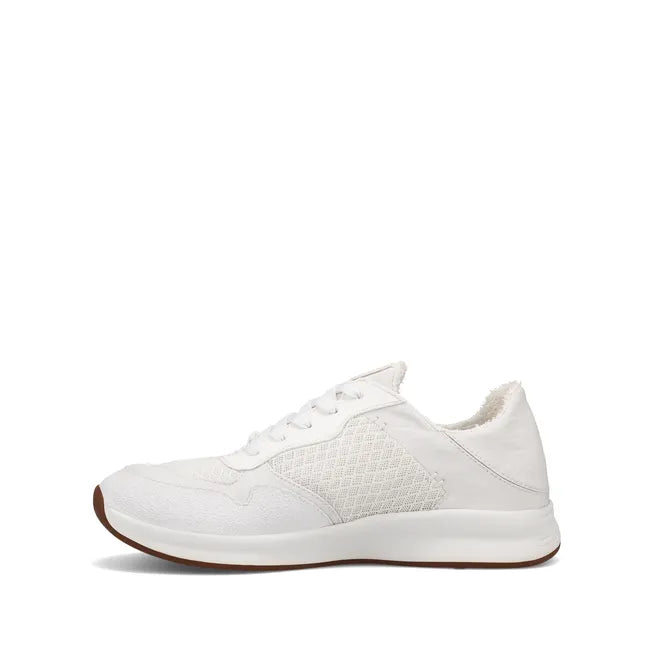 Medial side of Women's Taos Direction Sneaker in all White 