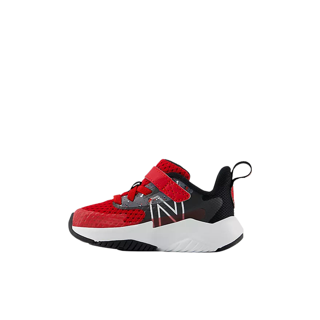 Medial side of New Balance Kids' Rave run V2 top Strap Running Shoe (Infant/Toddler) in Team Red