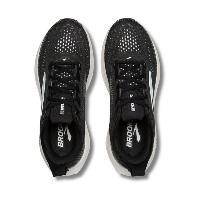 Tops of Brooks Women's Glycerin 23 Running Shoe in Black and White