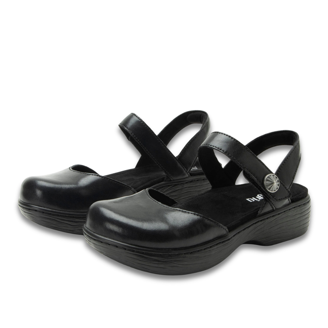 Pair of Women's Opal Closed Toe Sandals in black leather