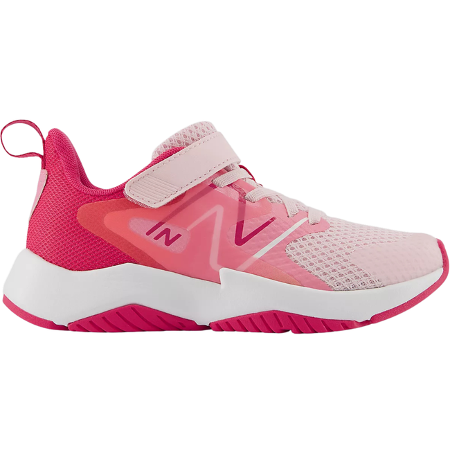 Side of New Balance Kids' Rave Run v2 Velcro Running Shoe (Toddler/Little Kid) in Rose Sugar Pink