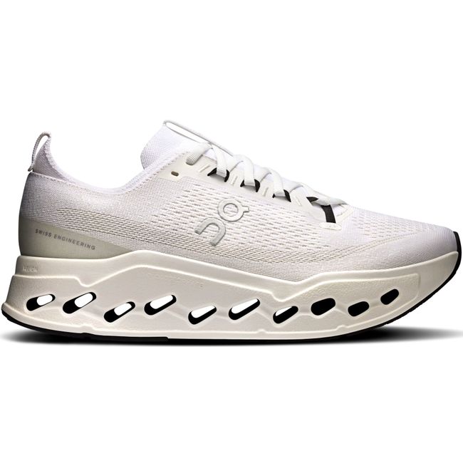 Lateral side of Men's On Running Cloudsurfer Max Cushioned Running Shoe in All White