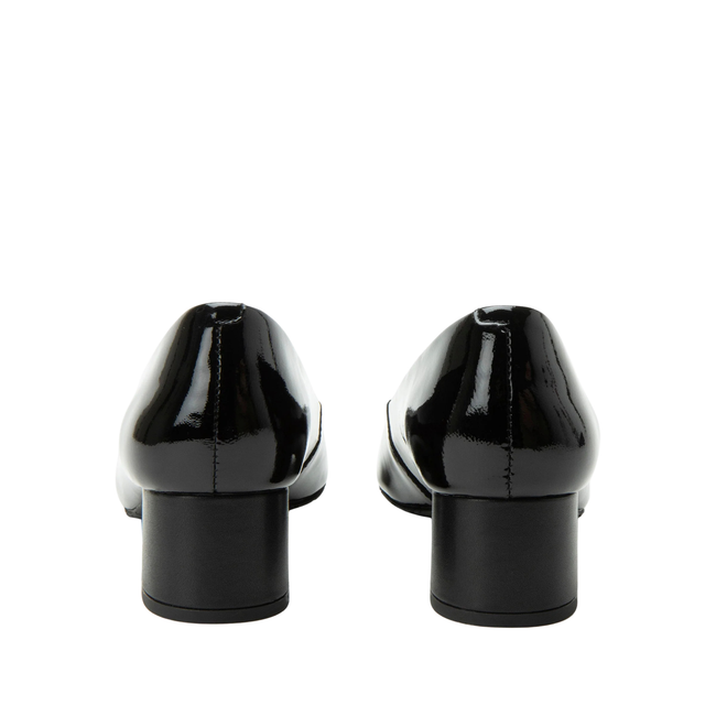 Block heels of Alegria Women's Lisah Heels in Black Patent Leather