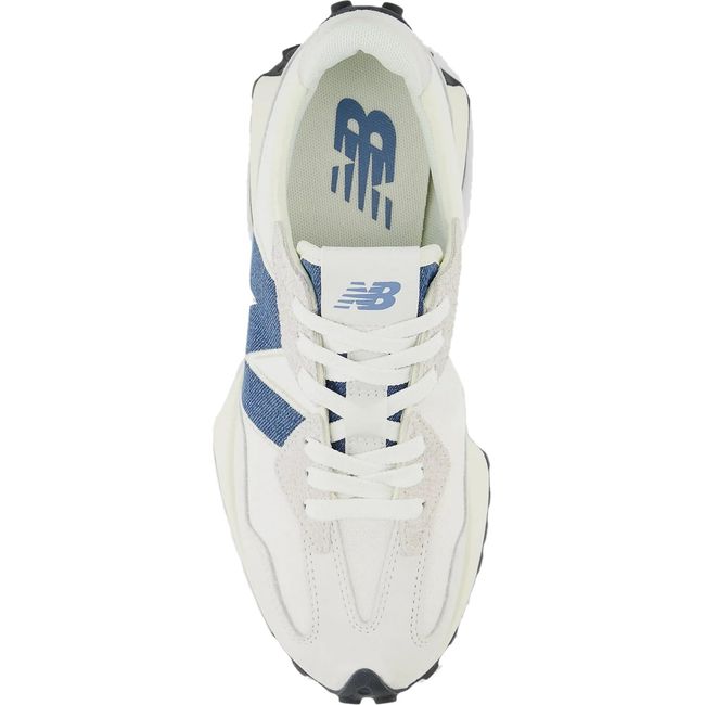 Lace up upper of Women's New Balance 327 Lifestyle Shoe in Reflection Blue Heron