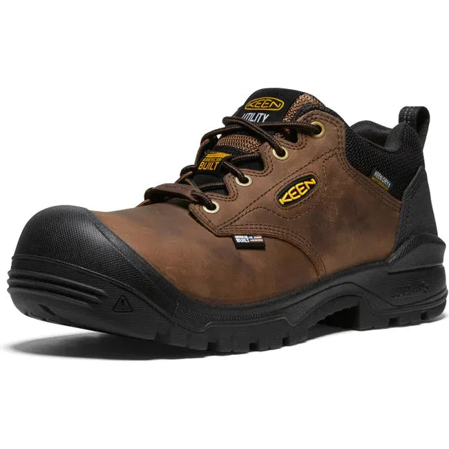 Keen Men&#39;s Independence Oxford Waterproof Carbon Fiber Toe Work Shoe Dark Earth Black 1028285