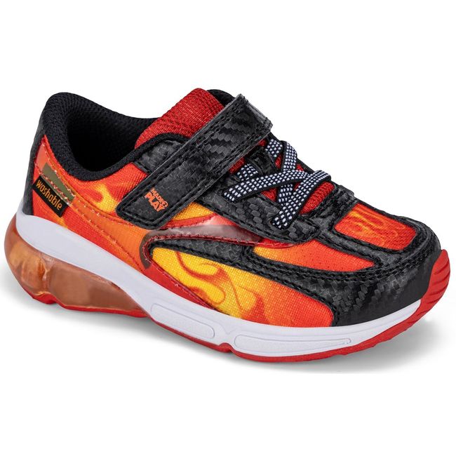 Stride Rite Lighted Phantom in black and fiery orange with amber light up midsole