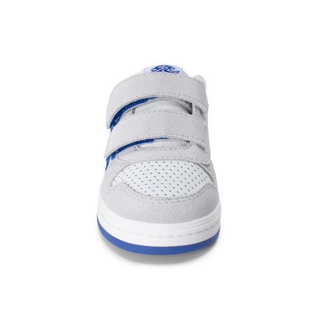 Front view of the Stride Rite Denver in electric blue with double hook and loop straps