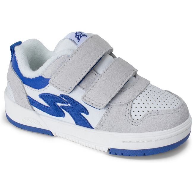 Stride Rite Denver skate sneaker in electric blue with a cream sole, three quarter view