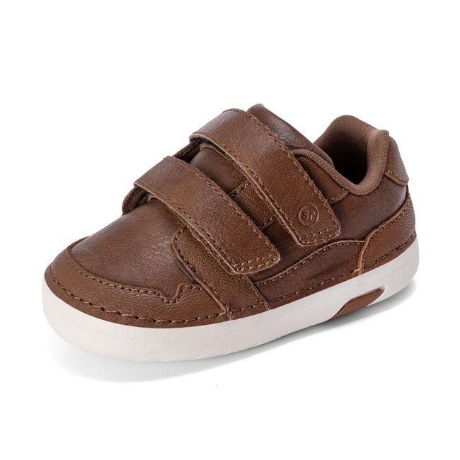 Stride Rite Alfredo Mini in warm brown leather, angled view of the opposite side