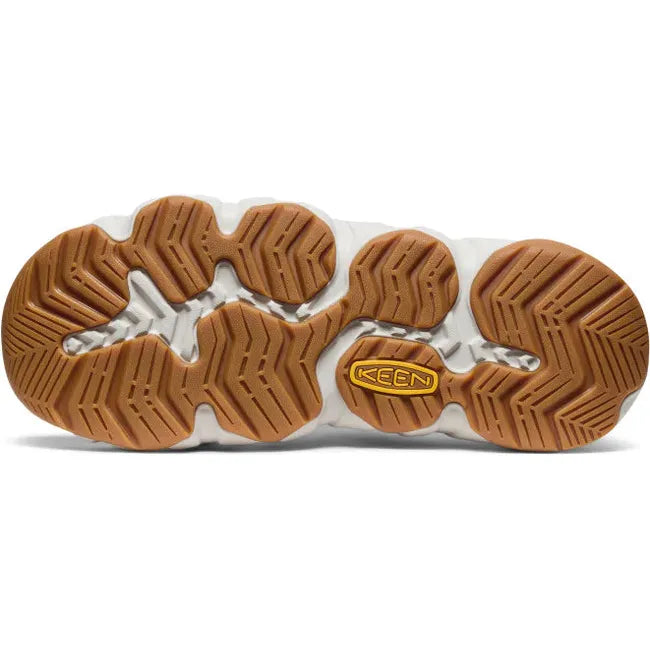 Sole of Men&#39;s KEEN Hyperport H2 closed toe sandal in alloy gray upper with tan tread