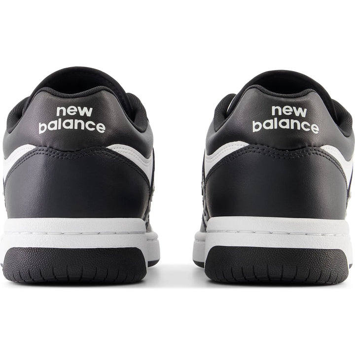 Rear view of New Balance Unisex 480 sneaker in White/Black