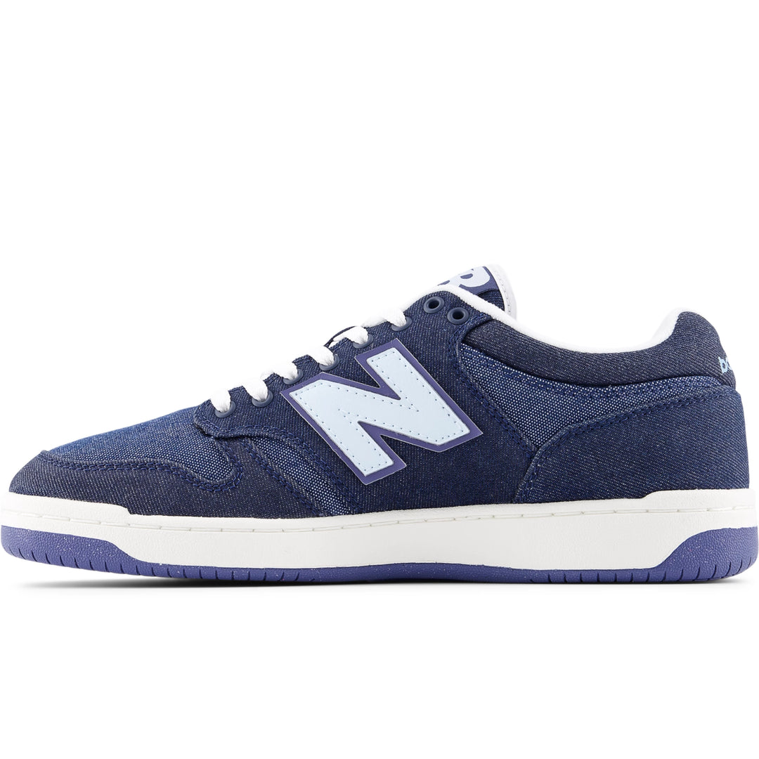 Inside of New Balance Unisex 480 sneaker in Dark Denim/Light Blue
