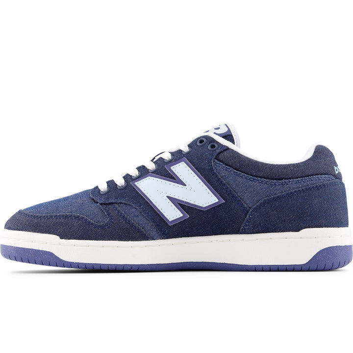 Inside of New Balance Unisex 480 sneaker in Dark Denim/Light Blue