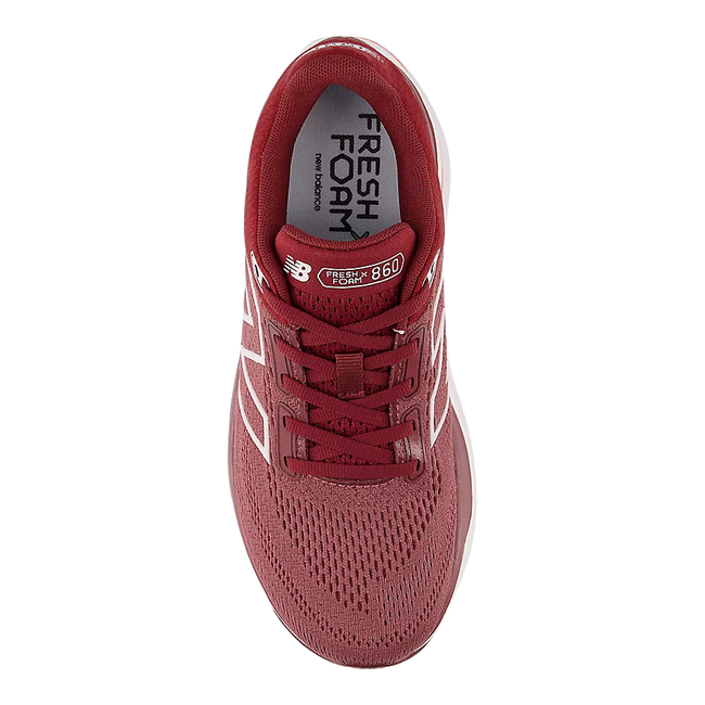 Top of New Balance Women’s Fresh Foam X 860 Running Shoe V14 in Washed Burgundy