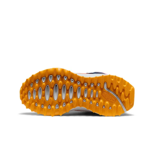 Yellow Sole of Keen Big Kid's Zionic Waterproof Hiking Boot in Navy Pink Multicolor 