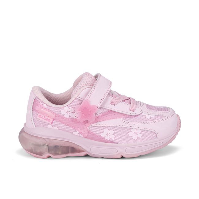 Right side profile of the Stride Rite Lighted Phantom in soft pink with a clear light window