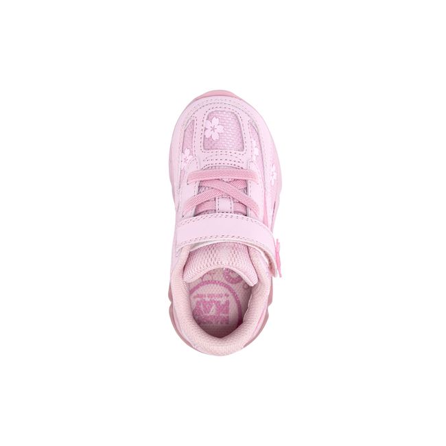 Top down view of the Stride Rite Lighted Phantom in soft pink with flower print