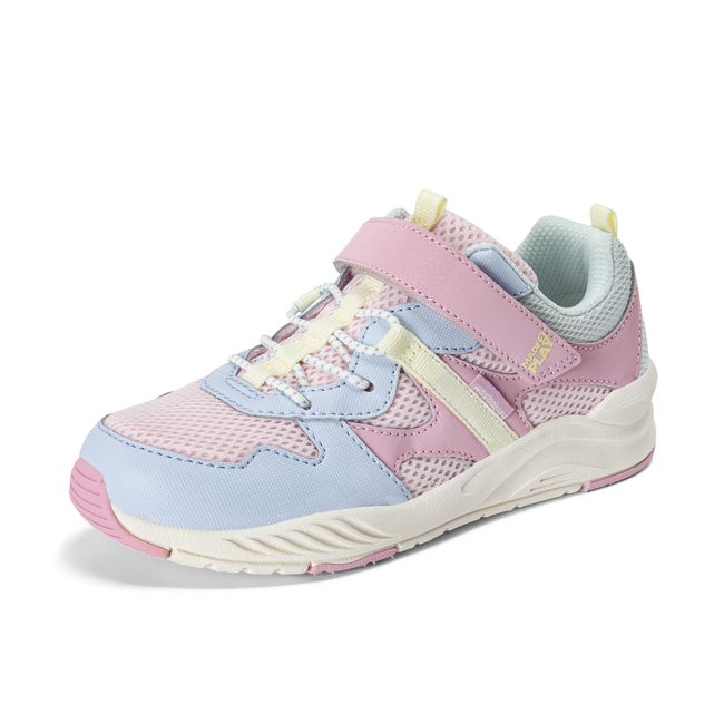 Stride Rite Player 2.0 in blush pink and pale blue, angled view of the opposite side