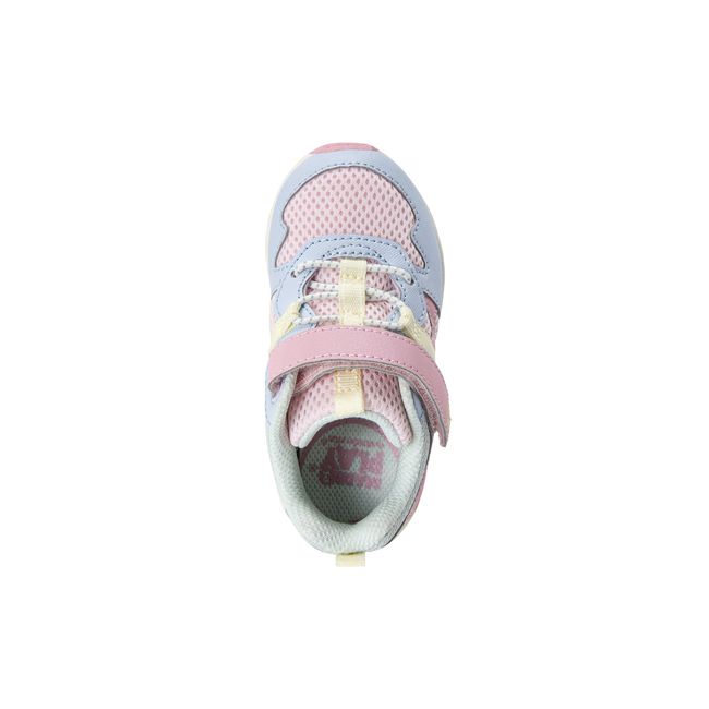Top down view of the Stride Rite Player 2.0 in blush pink and pale blue mesh