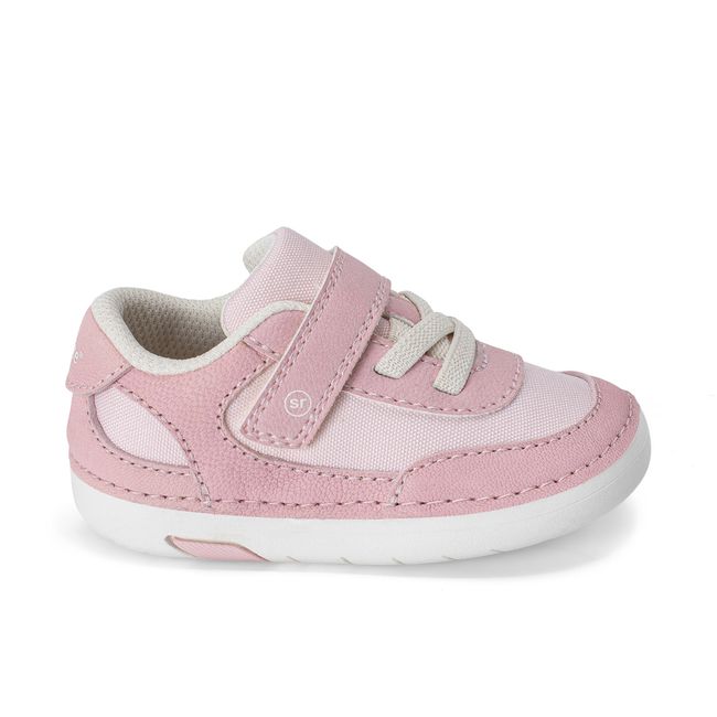 Right side profile of the Stride Rite Sprout 2.0 in blush pink with a cream white sole