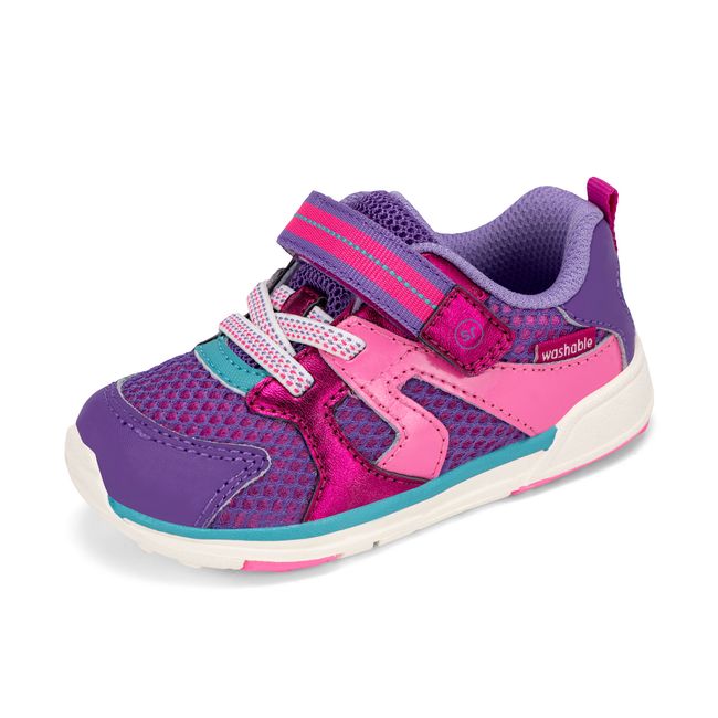 Stride Rite Velocity in blush pink multi, angled view of the opposite side