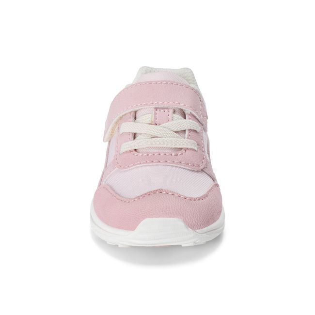 Front view of the Stride Rite Juniper in blush pink with cream elastic laces