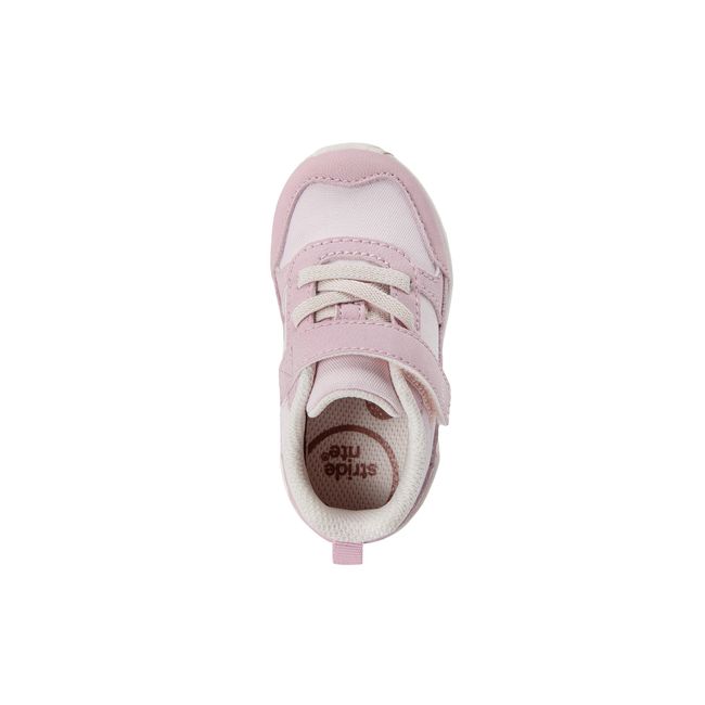 Top down view of the Stride Rite Juniper in blush pink with a hook and loop strap