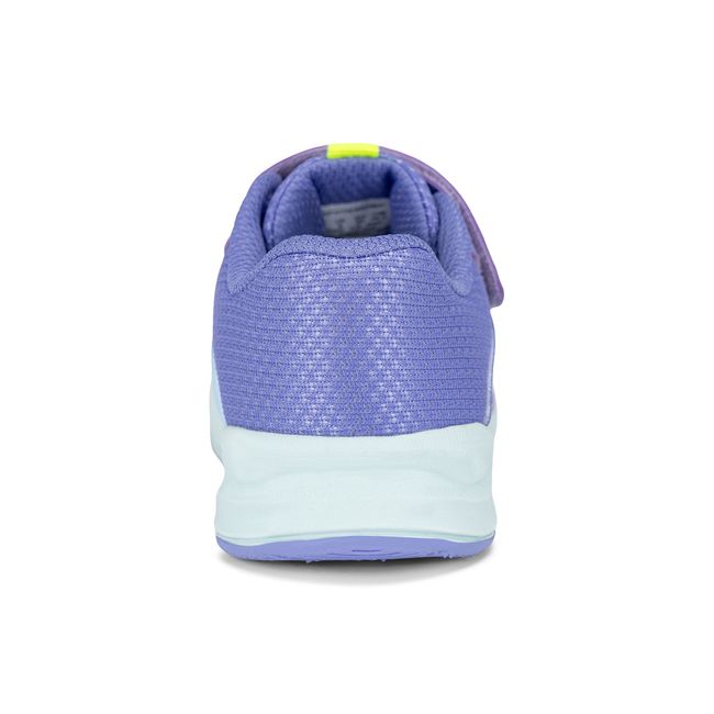 Rear heel view of the Stride Rite Hypersonic in soft purple mesh with a pale mint sole