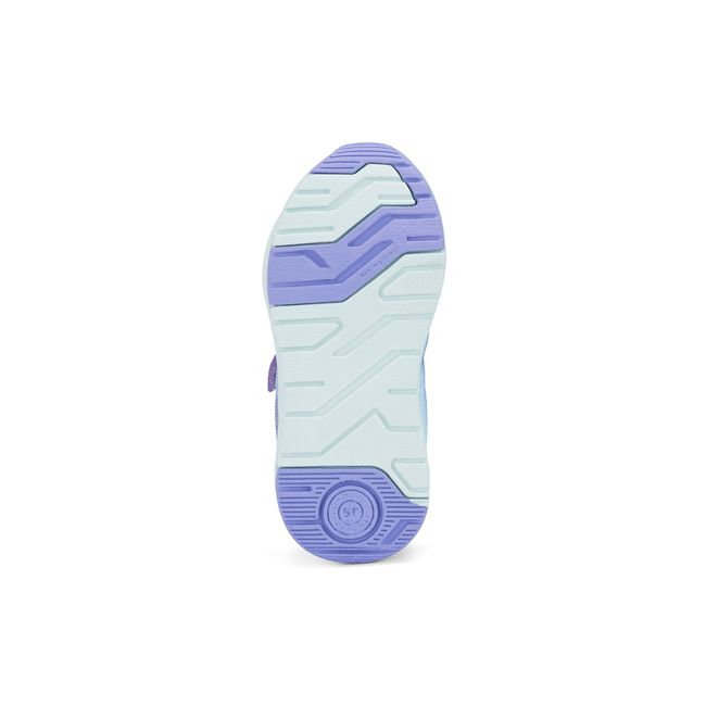Outsole of the Stride Rite Hypersonic in pale mint and purple showing the traction pattern