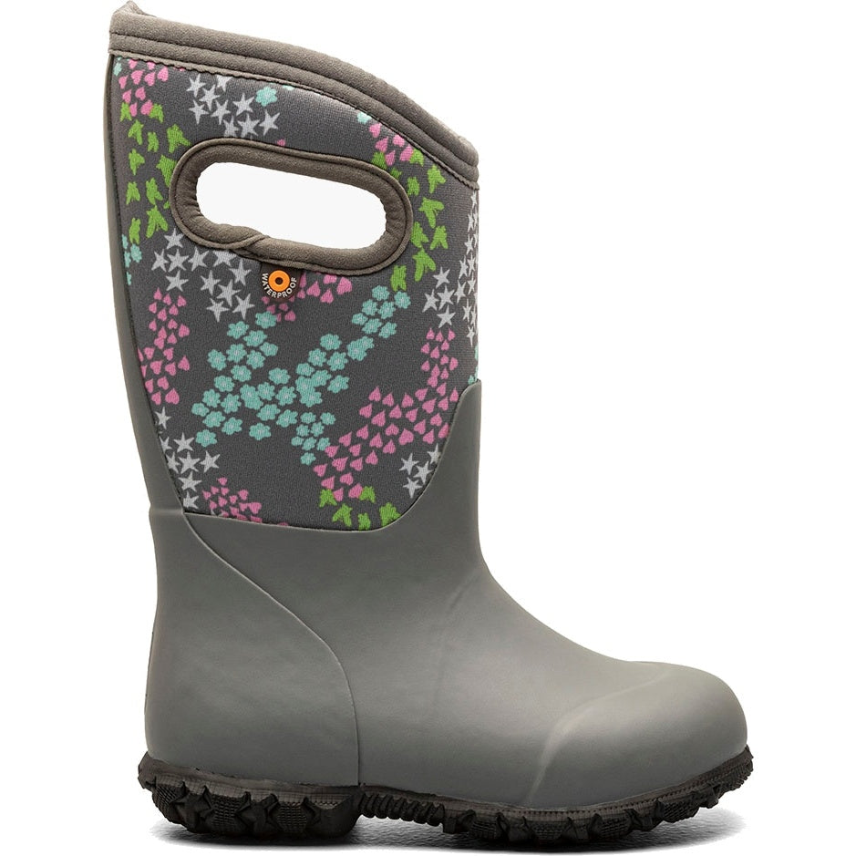 Side of Bogs Kids' York Star Heart Rain Boot (Toddler/Little Kid/Youth) in Gray Multi