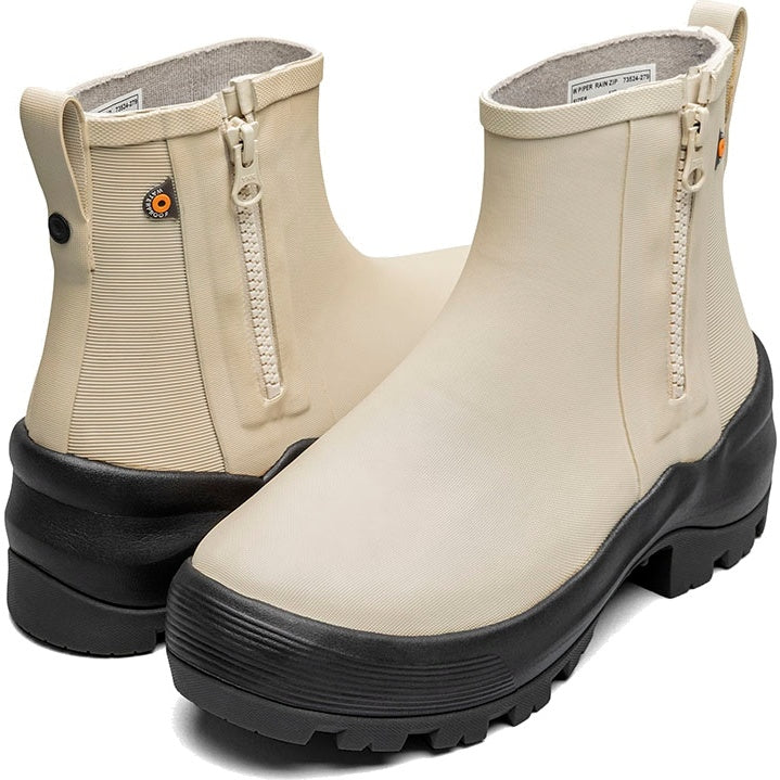 Pair of Bogs Women's Piper Zip Rain Boot in Oatmeal