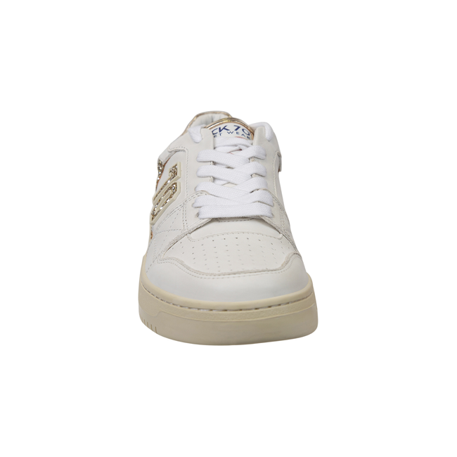 Front of lace up Back 70 Break women’s retro sneaker in Glitter Platine.