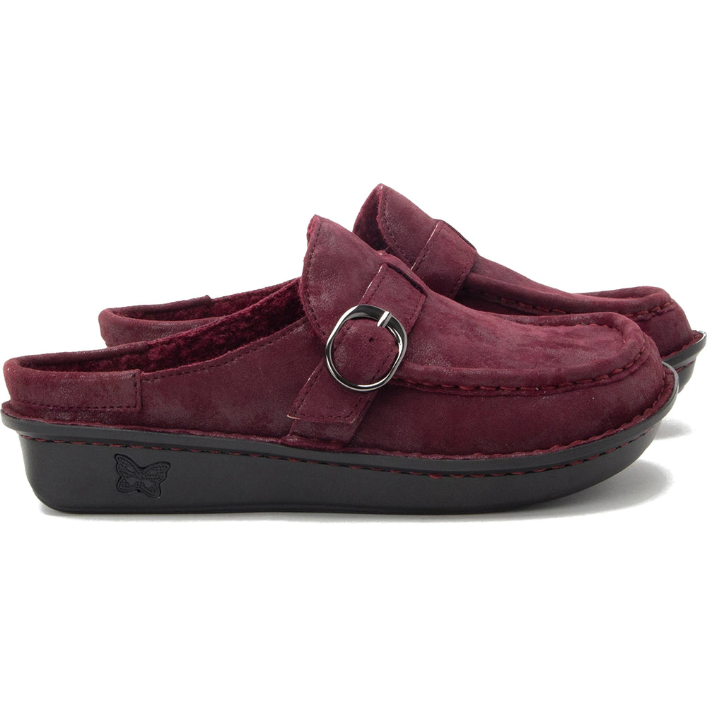 Alegria Women's Brigid Clog in Maroon Mist, lateral view