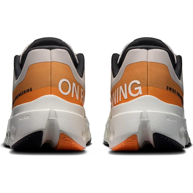 Heels of Men's On Running Cloudsurfer Next Running Shoes in Tangerine orange and Ivory