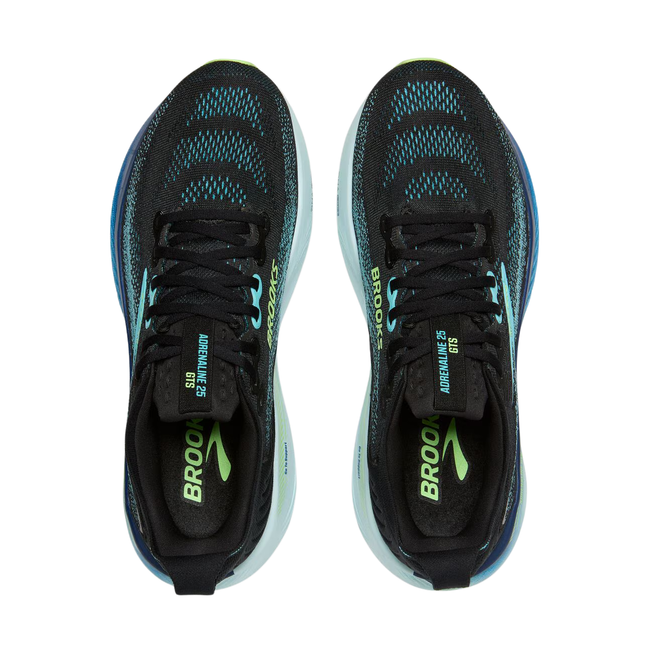 Upper of Brooks Men's Adrenaline GTS 25 Running Shoe in Black Iqanema Blue Mint