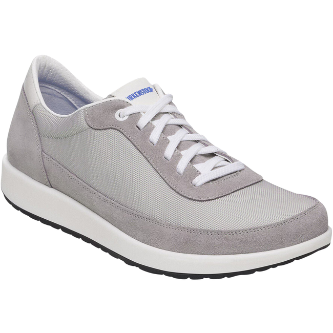 Angled Side of Birkenstock Unisex Honnef City Sneaker in Whale Grey